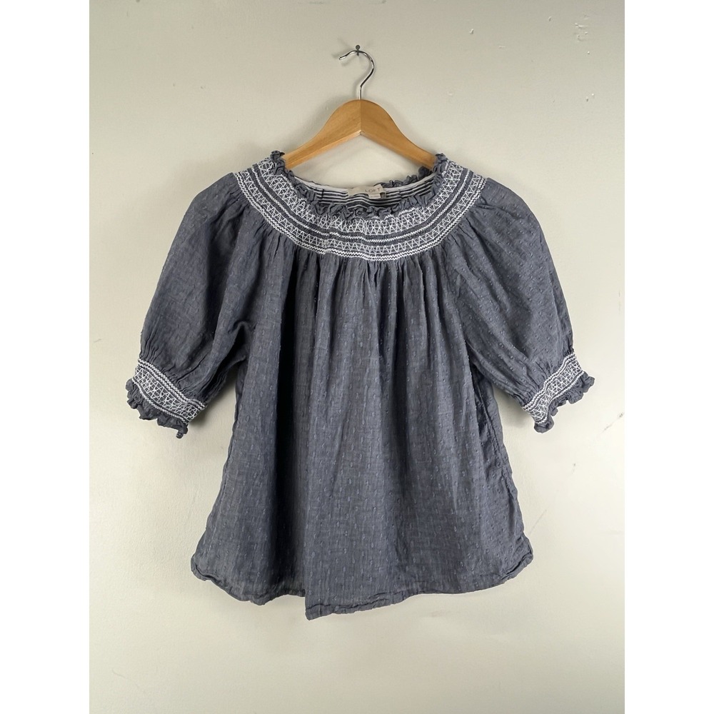 Ann Taylor Loft Embroidered Chambray Top Shirt Medium